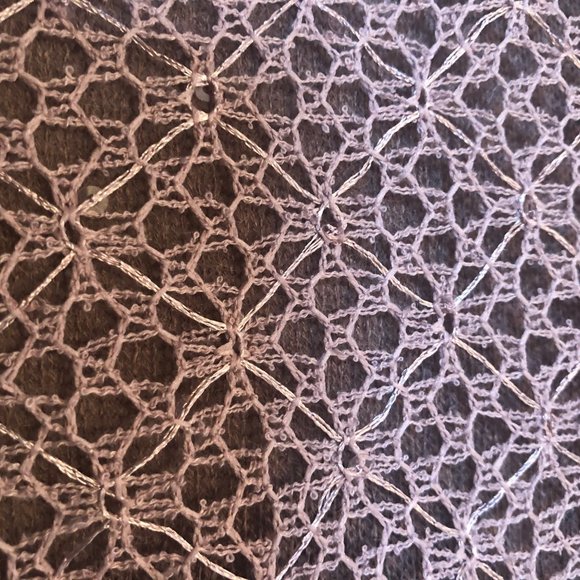 Taupe-Pink Scarf with Lace and Tassels - Picture 6 of 6